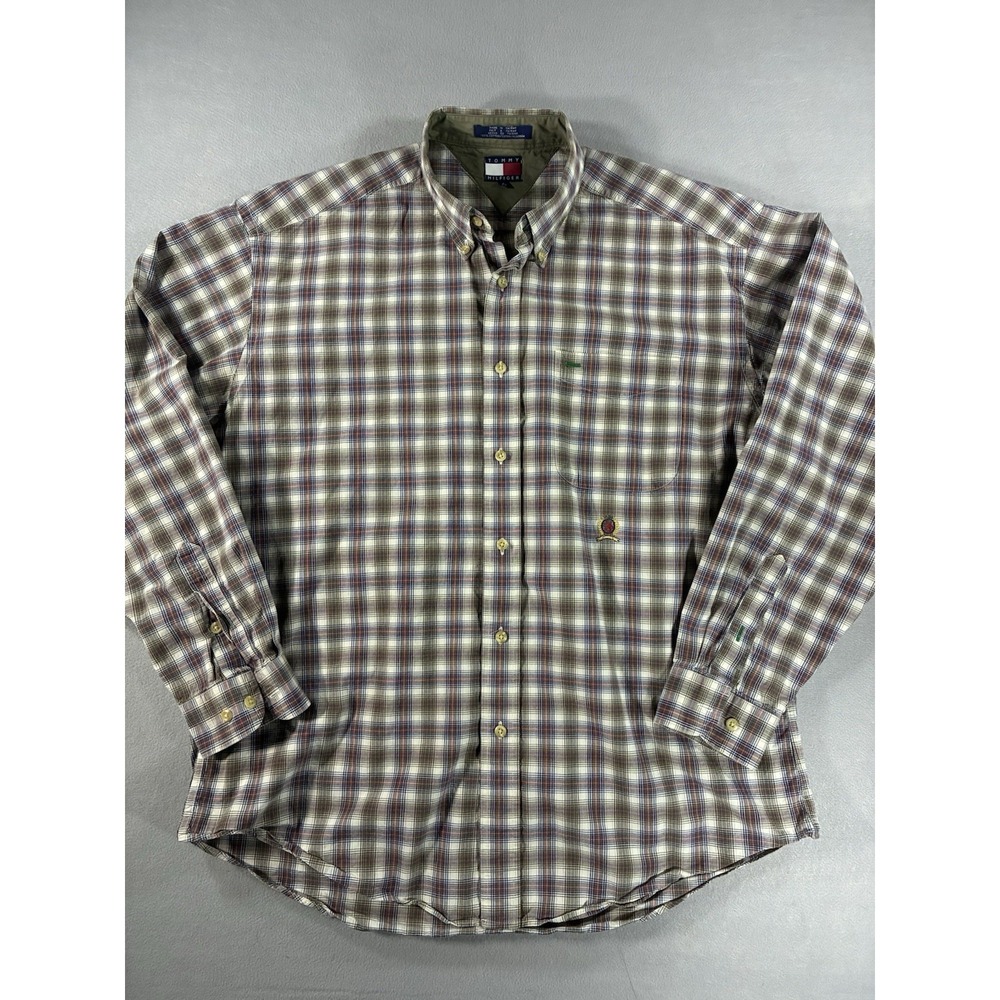 NWOT Vintage/Y2K Tommy Hilfiger Button Up. Men's Size Large. Tommy Crest